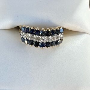 NWOT Beautiful 14k Gold  Blue Sapphire and Diamonds Ring
